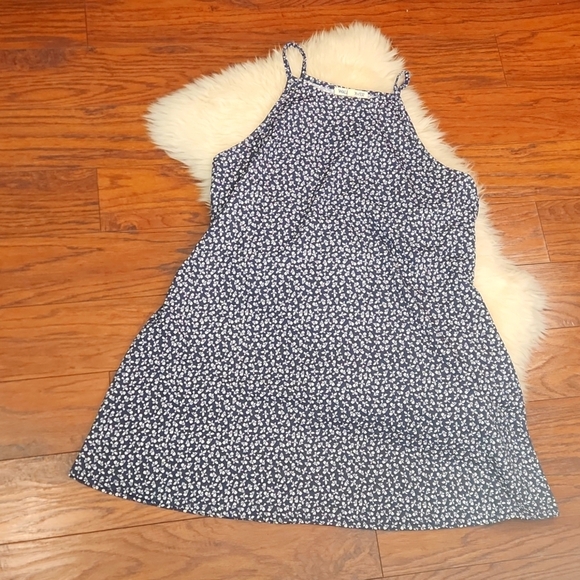 Wallflower Dresses & Skirts - Wallflower Navy MicroPrint Floral High Neck Y2k Inspired Midi Dress